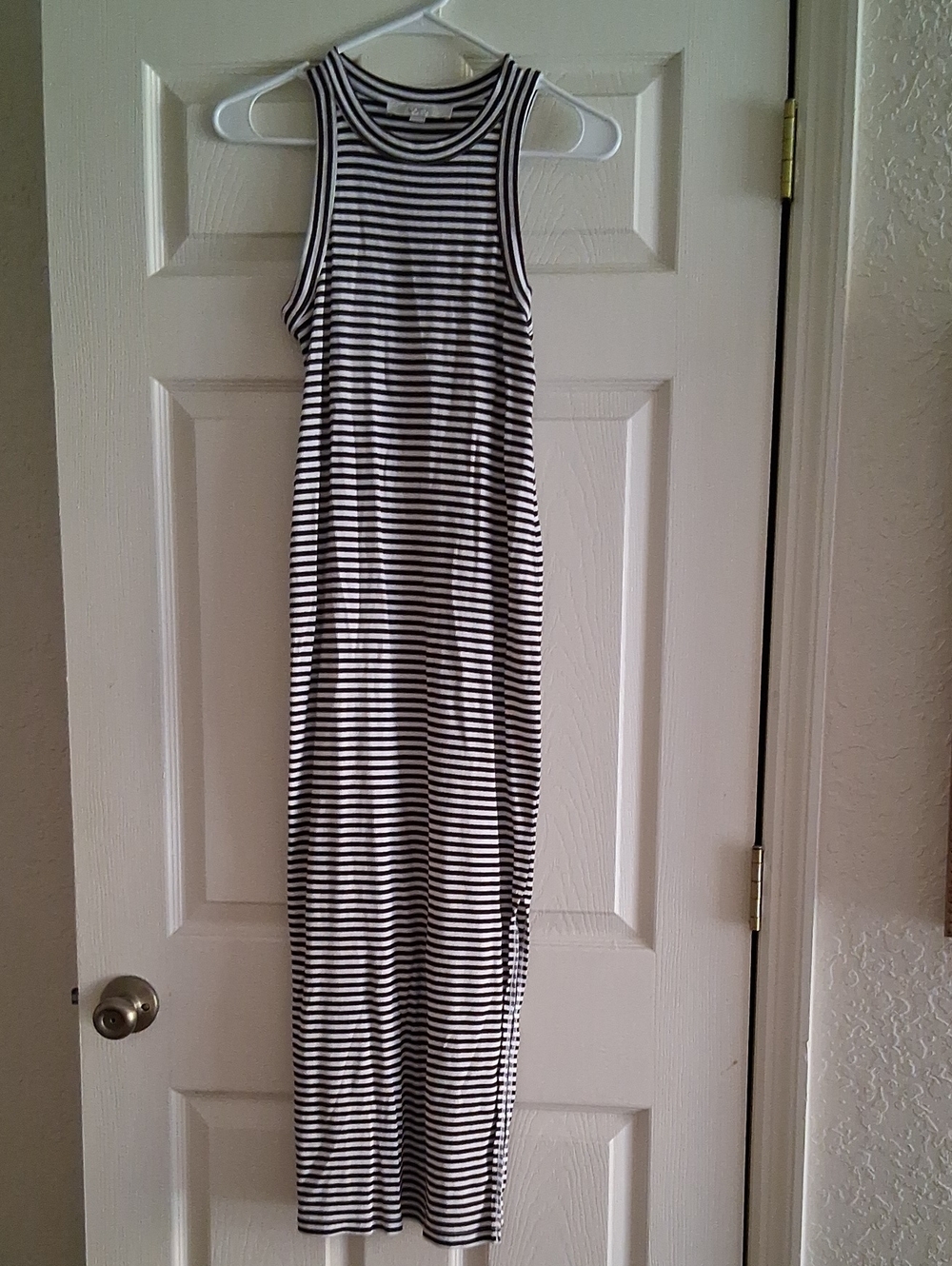 LOFT Brown and White Striped Ribbed Tank